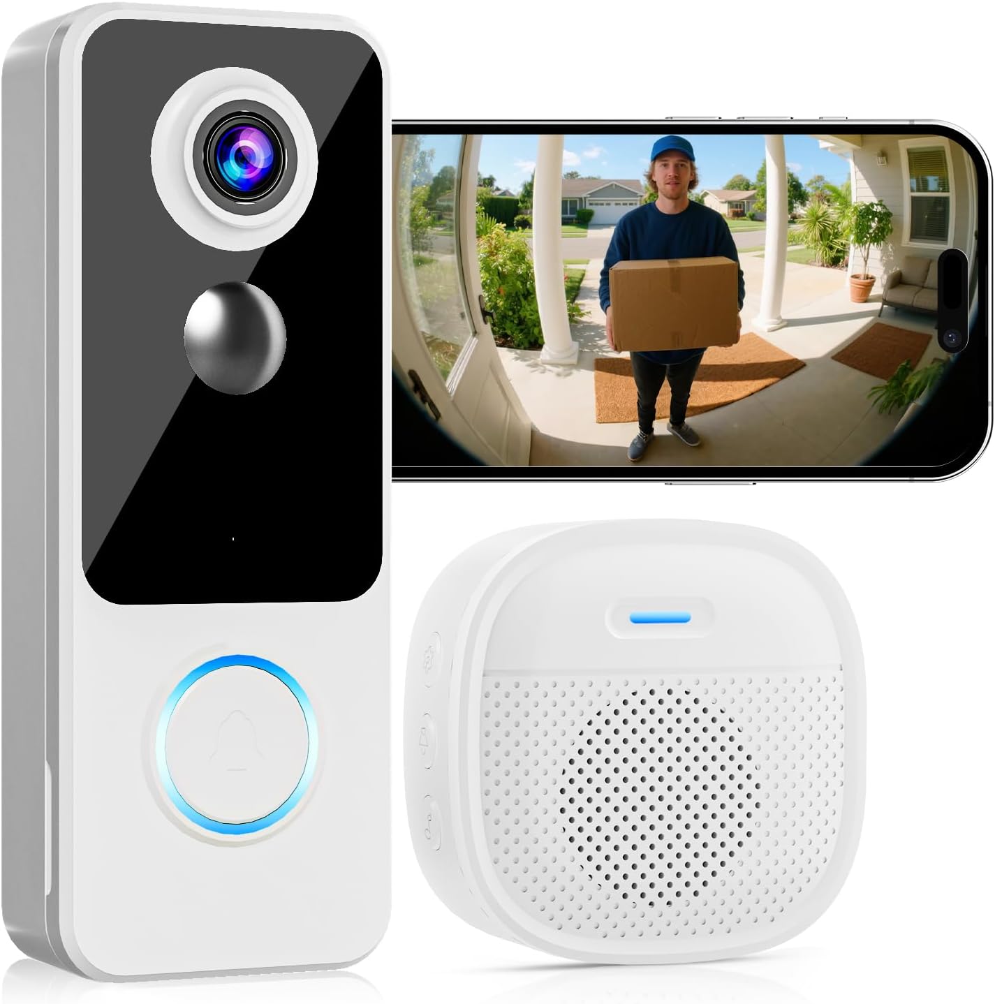 2K FHD Wireless Doorbell Camera with Two-Way Talk & Alerts