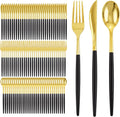 Black and Gold Plastic Silverware Set 300Pc - Elegant Disposable