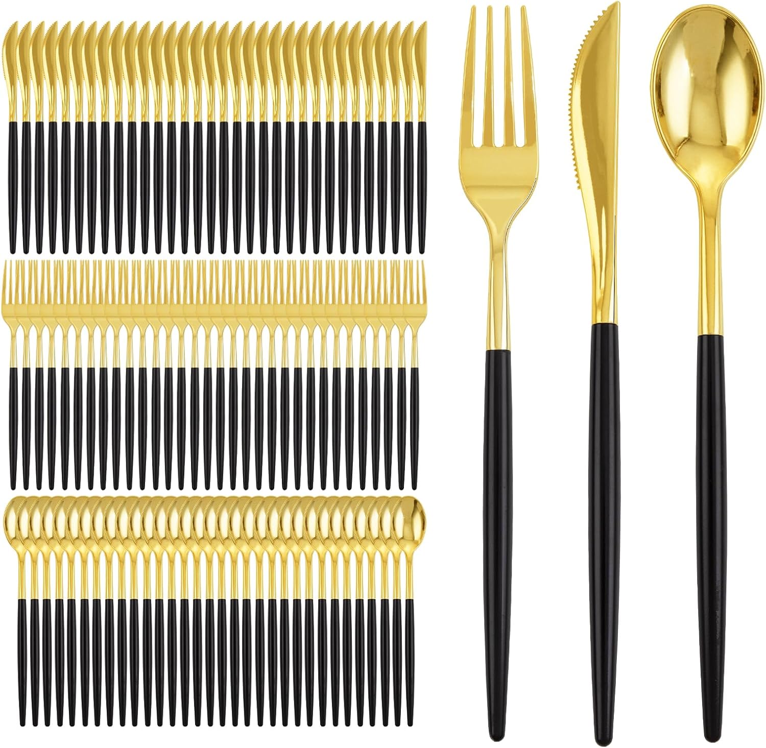 300Pcs Black Plastic Silverware for Elegant Celebrations