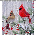 Winter Cardinal Shower Curtain Set - Waterproof & Festive - 72x72