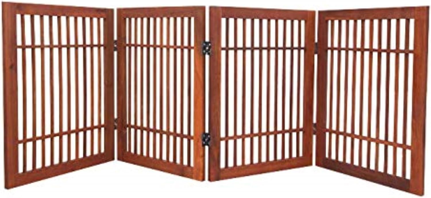 Freestanding Wooden Pet Dog Gate for Indoor and Outdoor Use