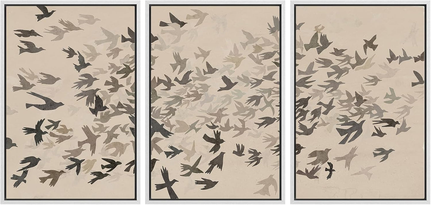MUDECOR Framed Wall Art Set with Minimalist Bird Illustrations