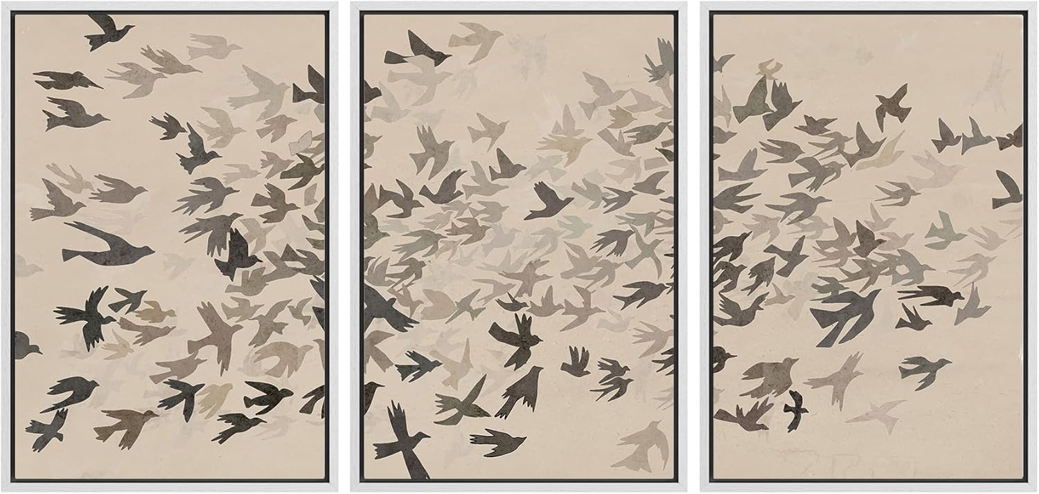 MUDECOR Framed Wall Art Set with Minimalist Bird Illustrations