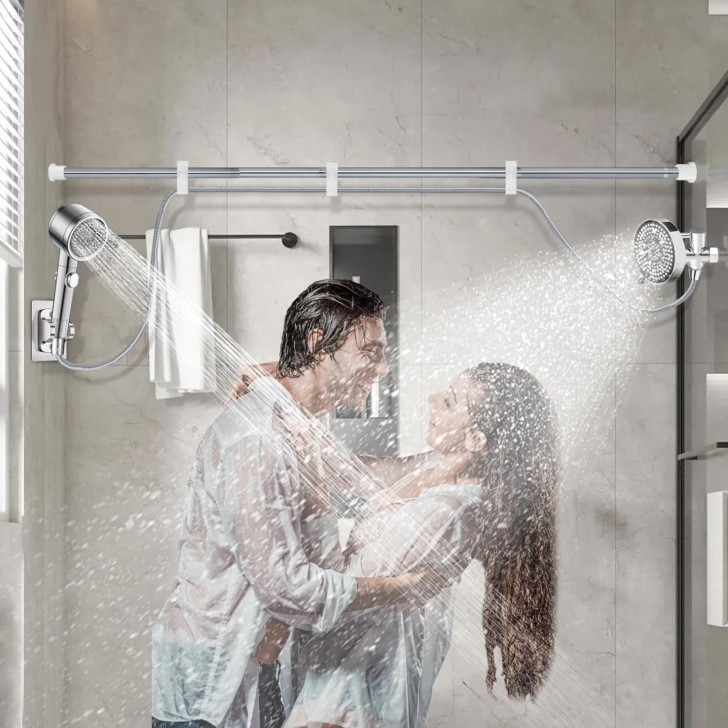 Dual Shower Head for Couples - High Pressure Tandem System