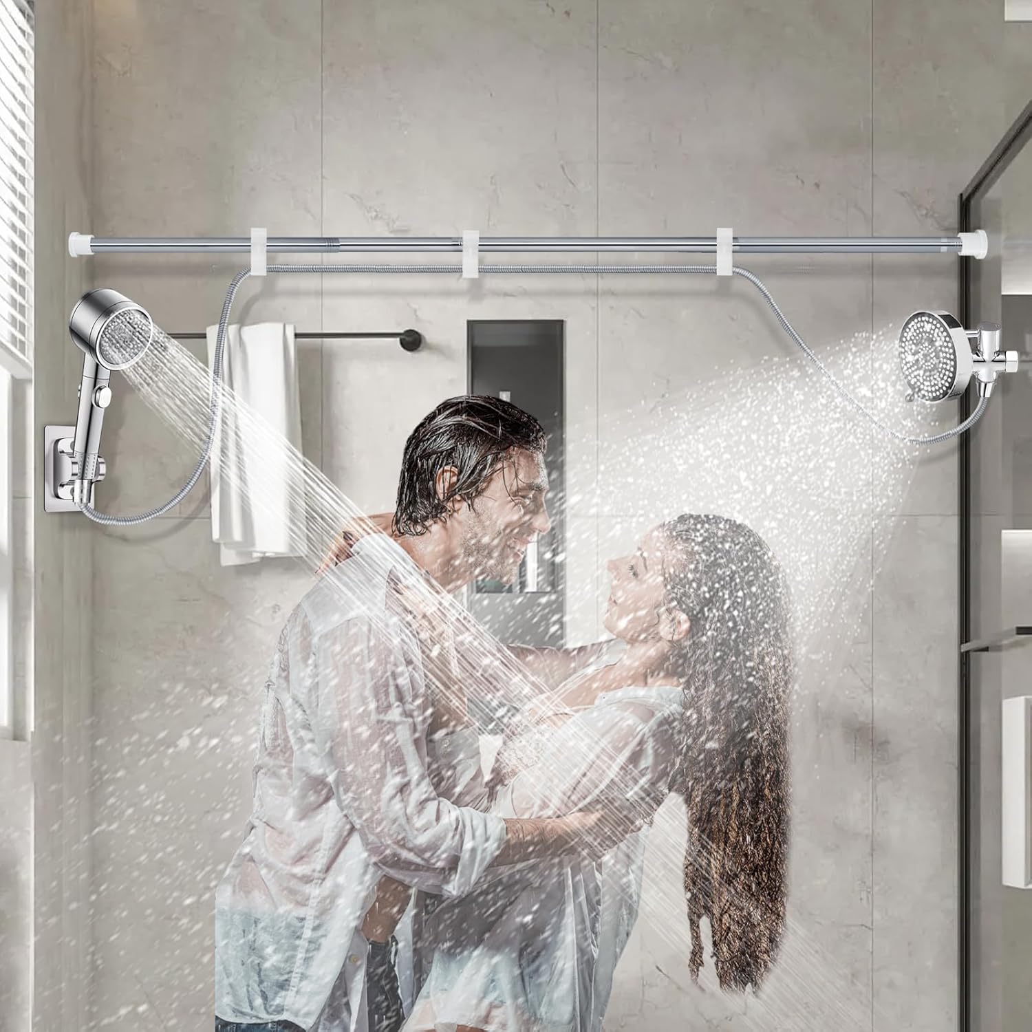 Dual Shower Head for Couples - High Pressure Tandem System