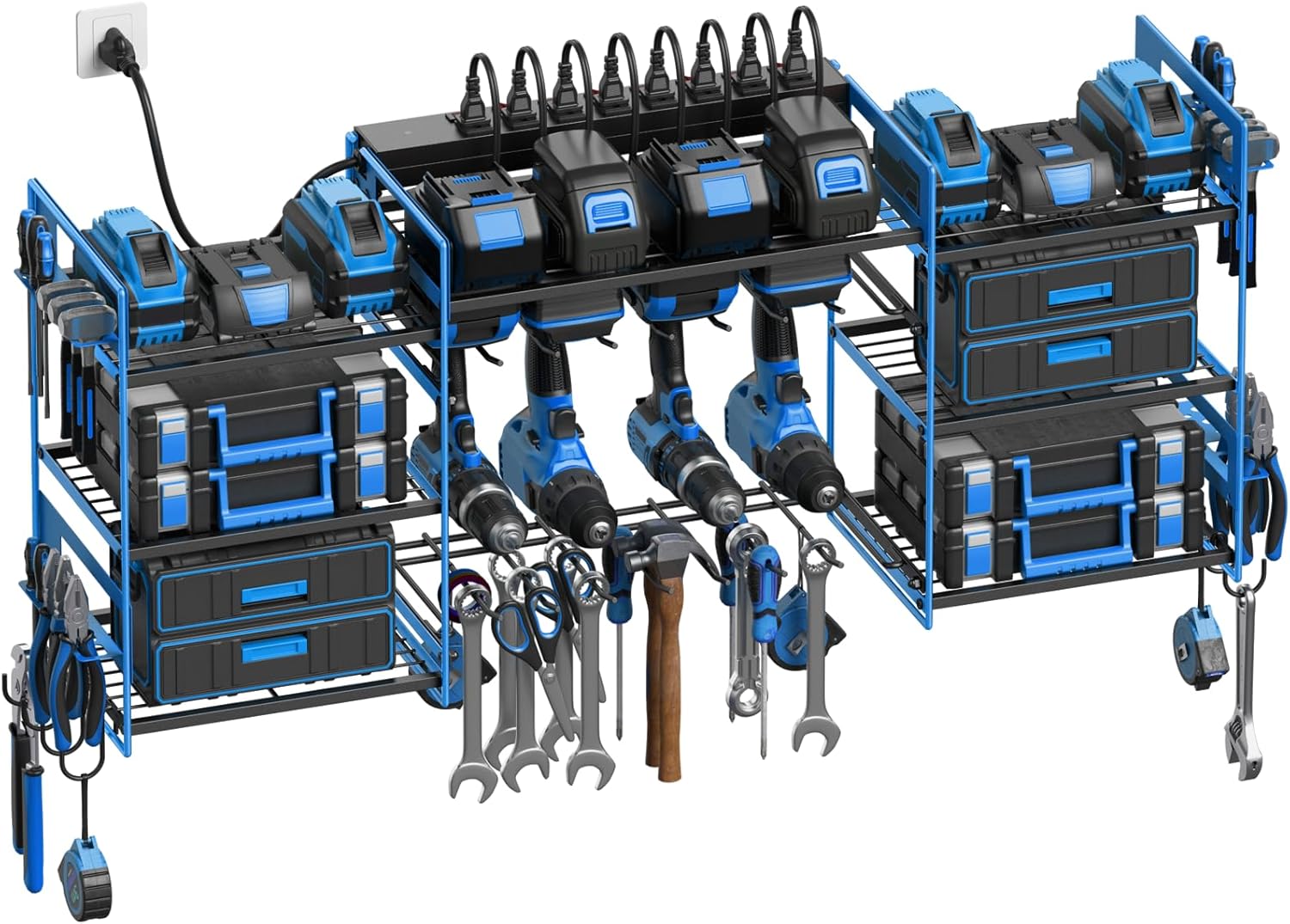 CCCEI Blue Power Tool Organizer Wall Mount for Garage Storage