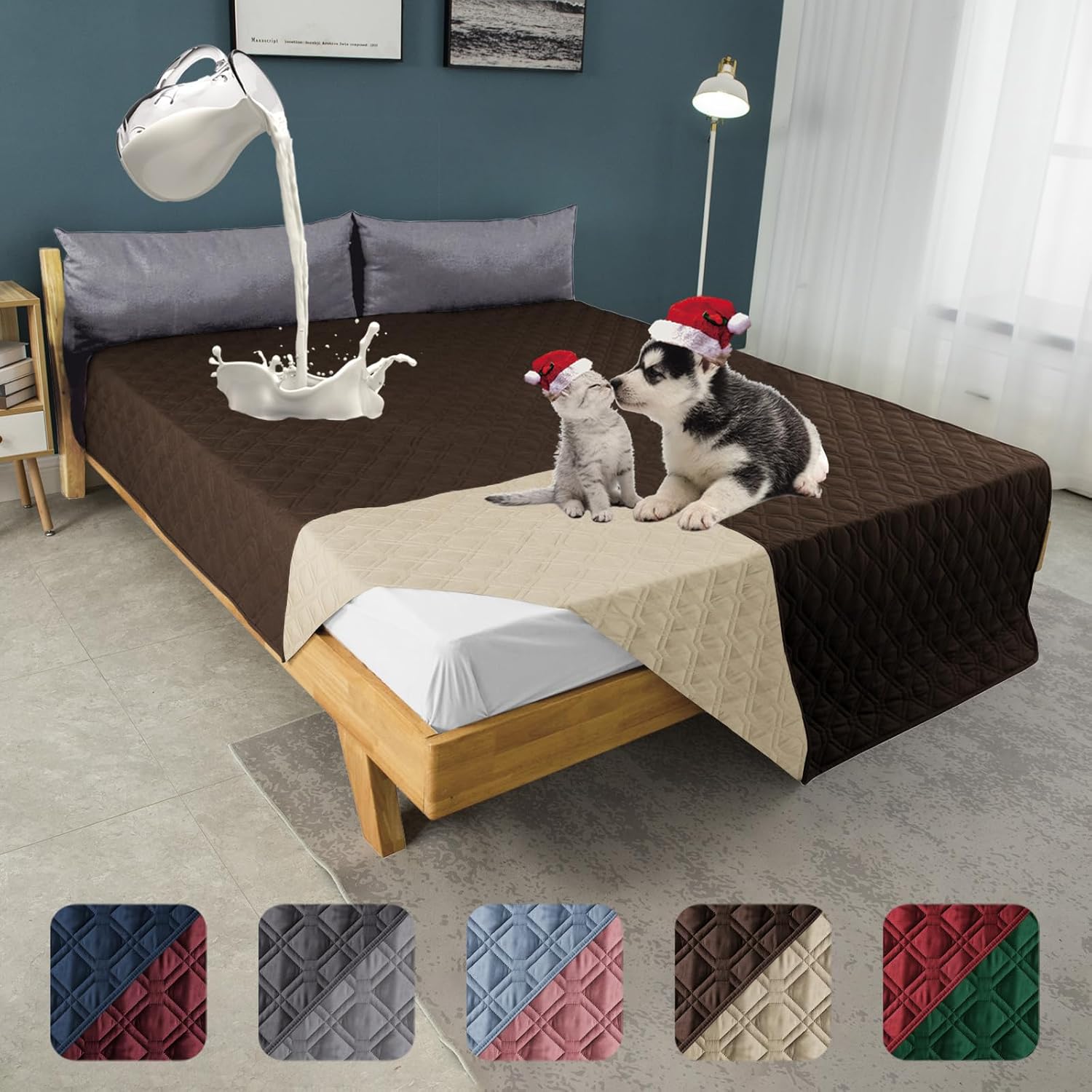 100% Waterproof Dog Bed Cover for Pets and Kids - 68x82 in