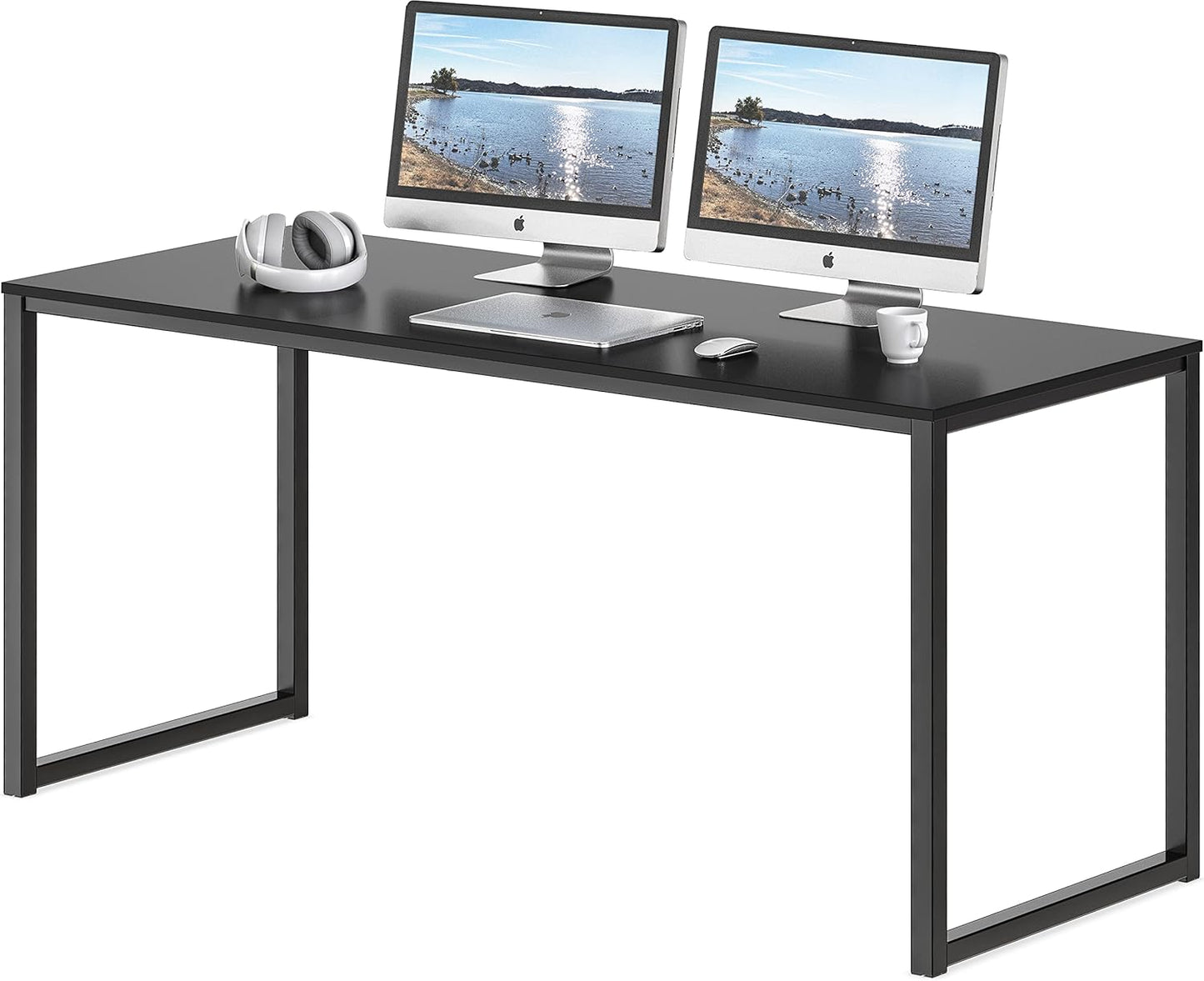 SHW 55-Inch Black Desk: Maximize Home Office Productivity!