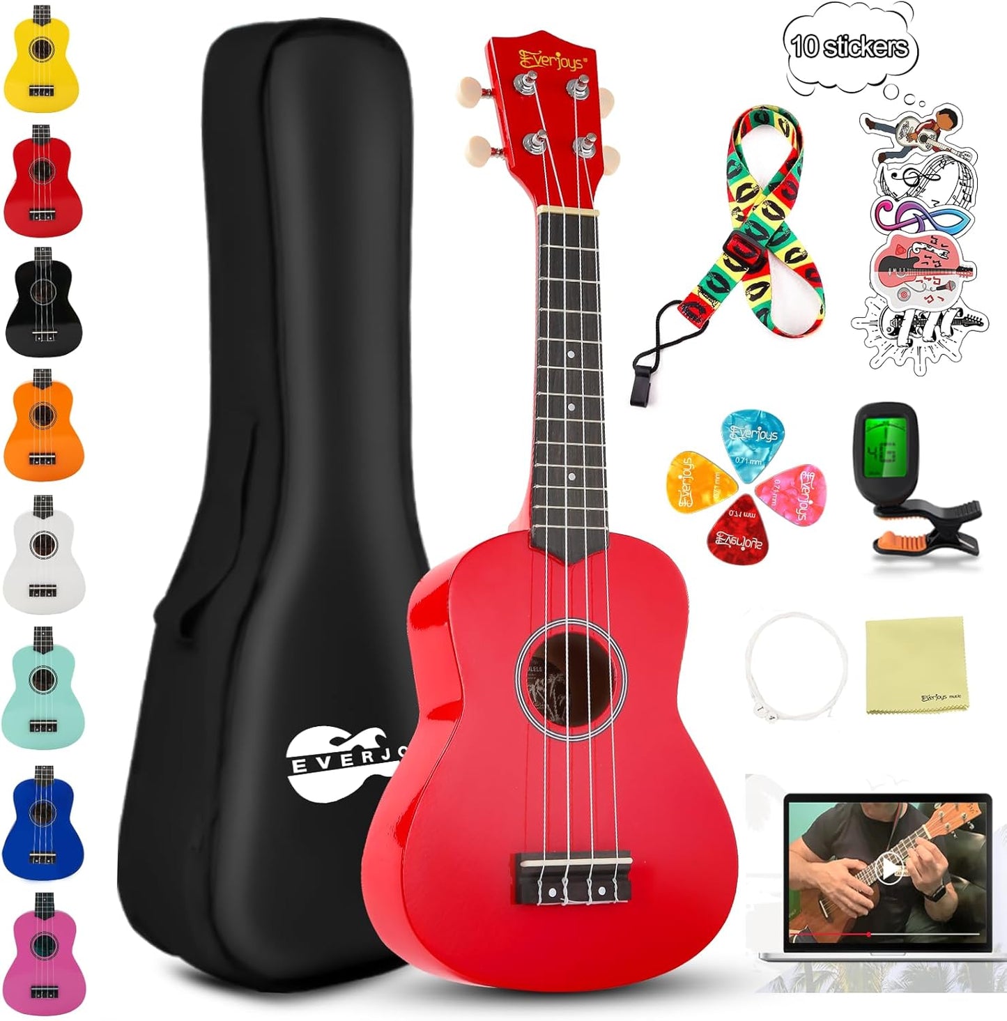 Soprano Ukulele Beginner Kit for Kids and Adults - 21 Inch