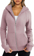 Trendy Queen Womens Zip Up Fleece Hoodie Oversized Cropped Sweatshirt