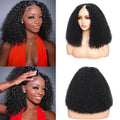 V Part Wig Human Hair Kinky Curly Natural Black 18 in - Glueless