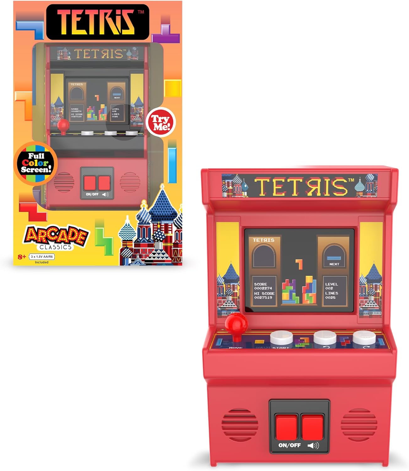 Retro Tetris Mini Arcade - Color Screen, 90s Classic Handheld, Fun Gift!