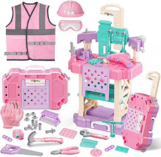 Magic4U Kids Tool Bench Set - 89PCS Toddler Workbench Fun