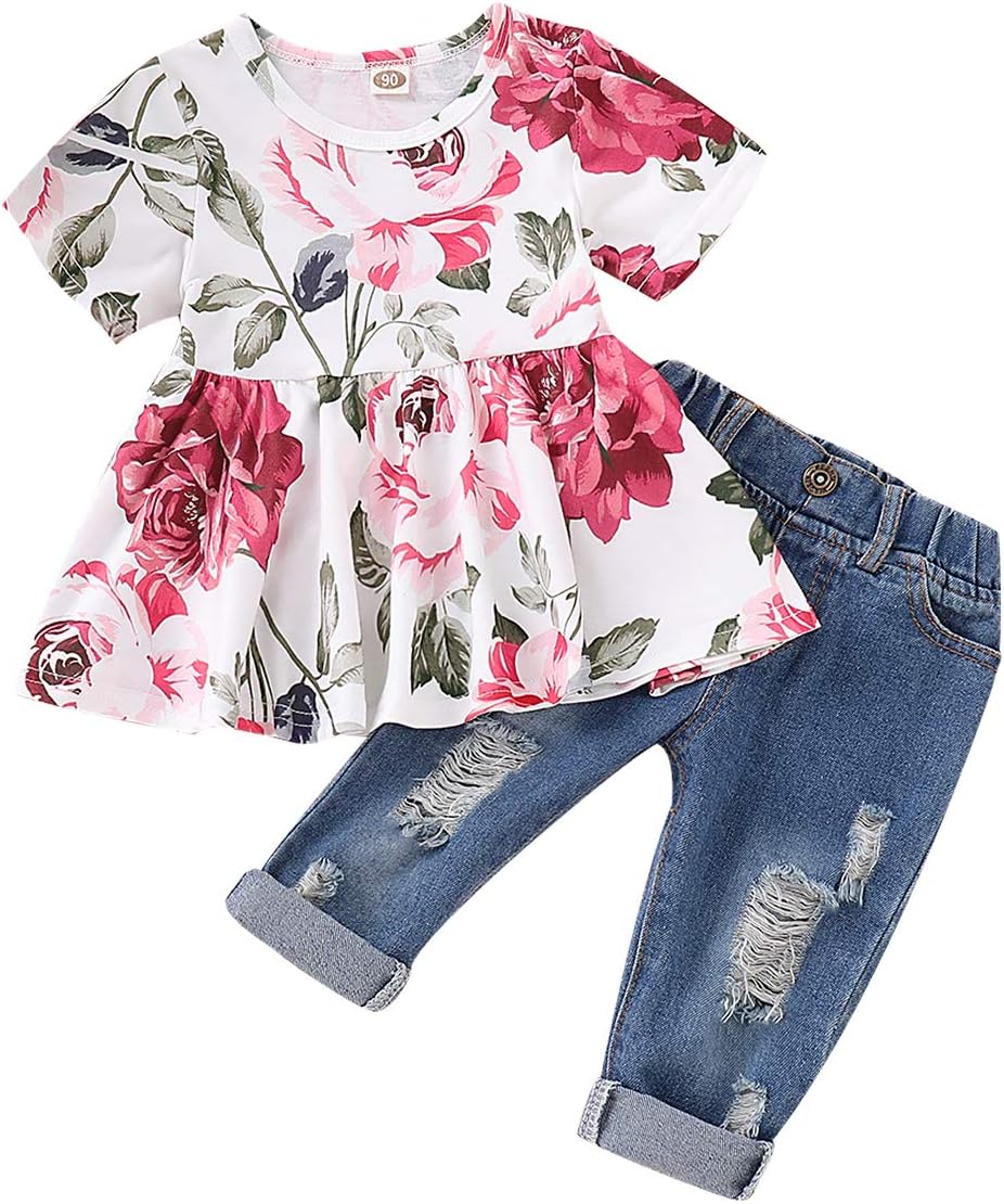 CARETOO Floral Baby Girl Pant Set - Adorable Ruffle Top