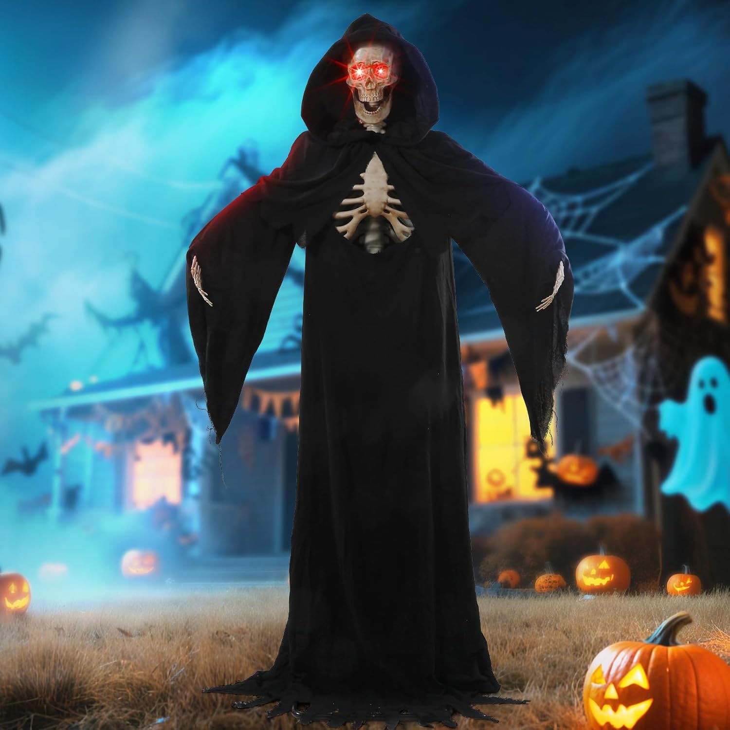 7FT Tall Grim Reaper Animatronics for Spooky Halloween Decor