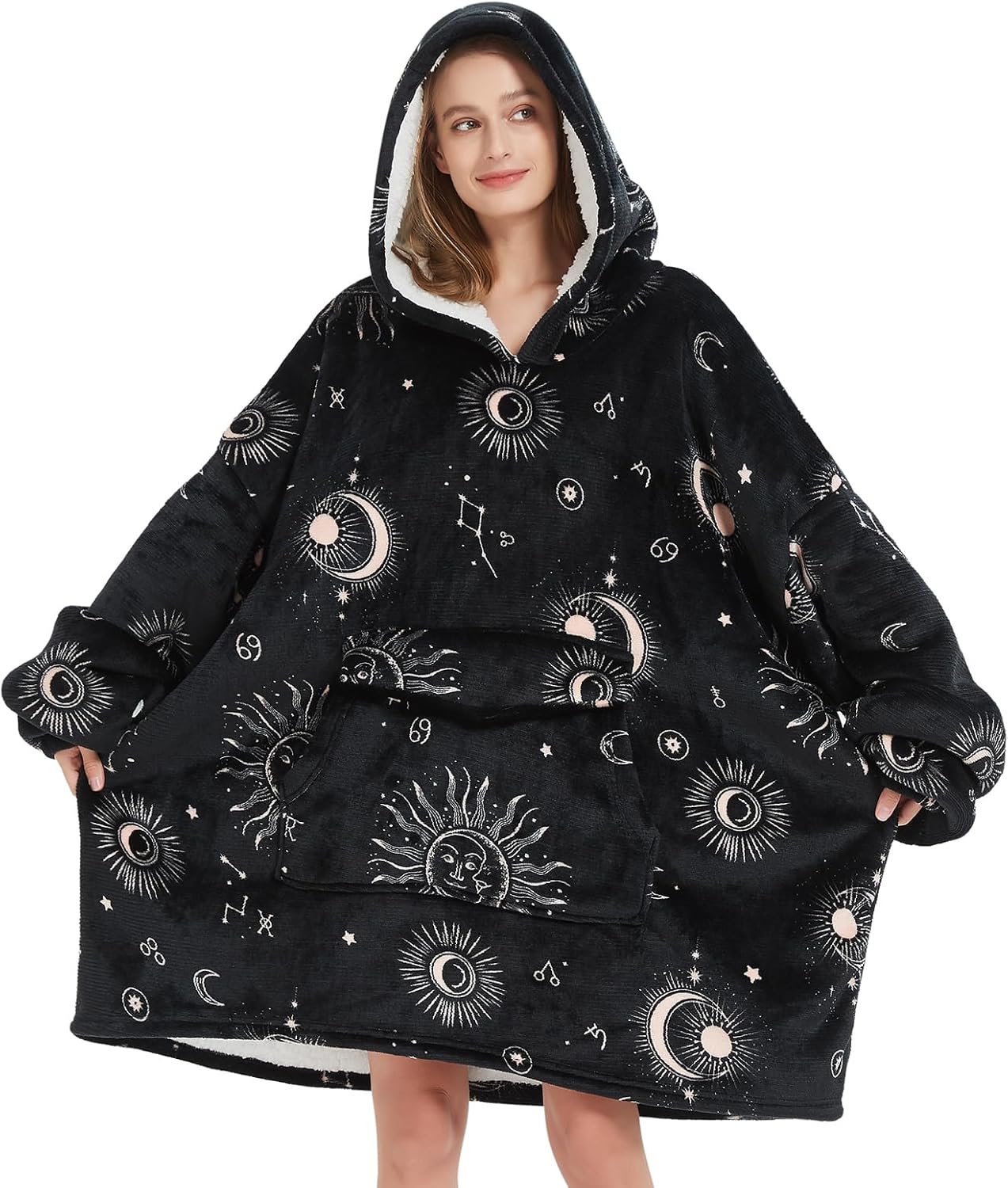 Fiosnow Oversized Sun & Moon Blanket Hoodie - Cozy Warmth!