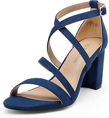 DREAM PAIRS Womens Ankle Strap Dress Pump Low Chunky Heel Sandals