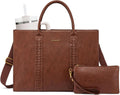 Laptop Tote Bag for Women 17in - Vintage Waterproof Leather Briefcase