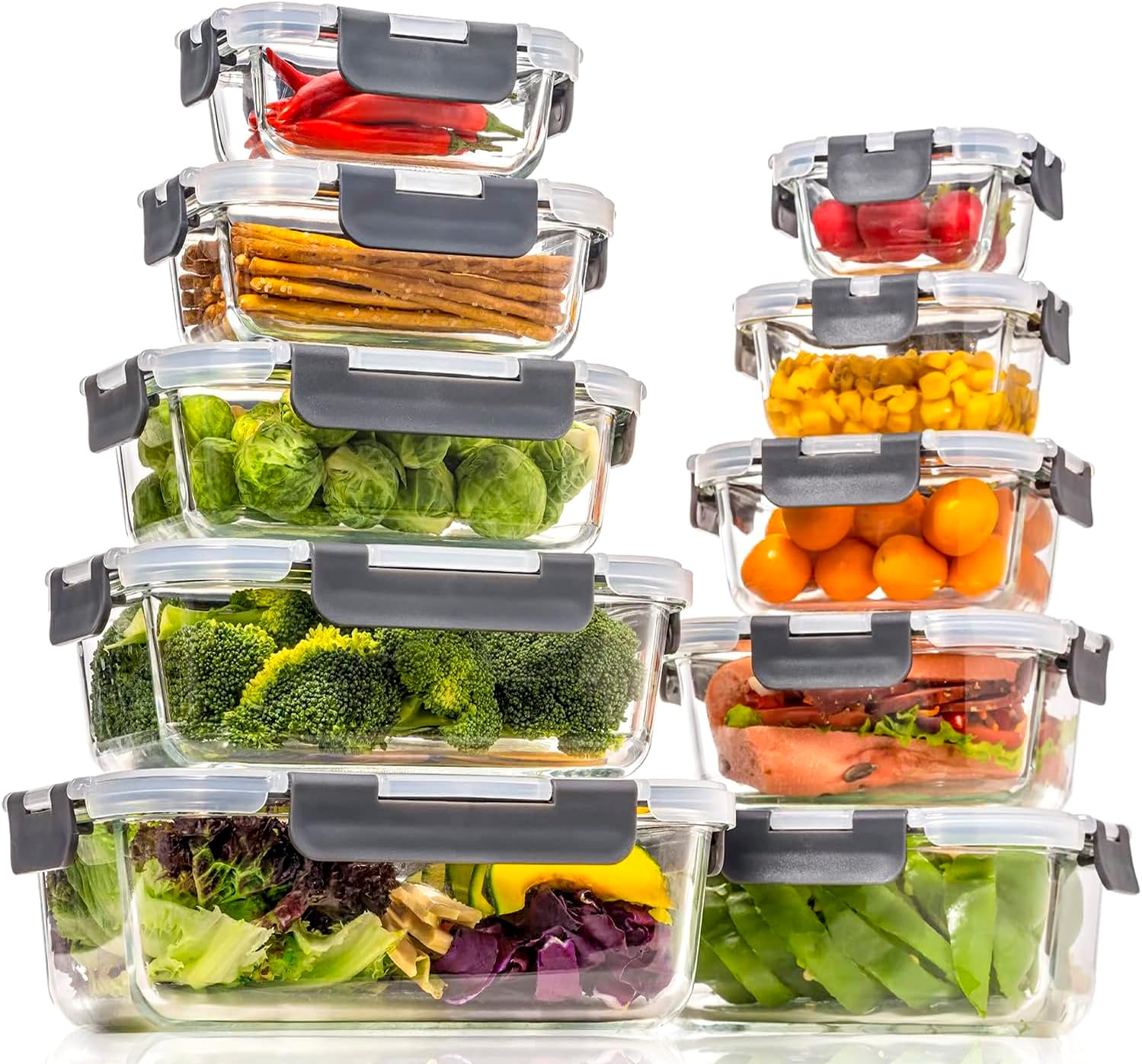Glass Food Storage Containers with Airtight Lids for Meal Prep