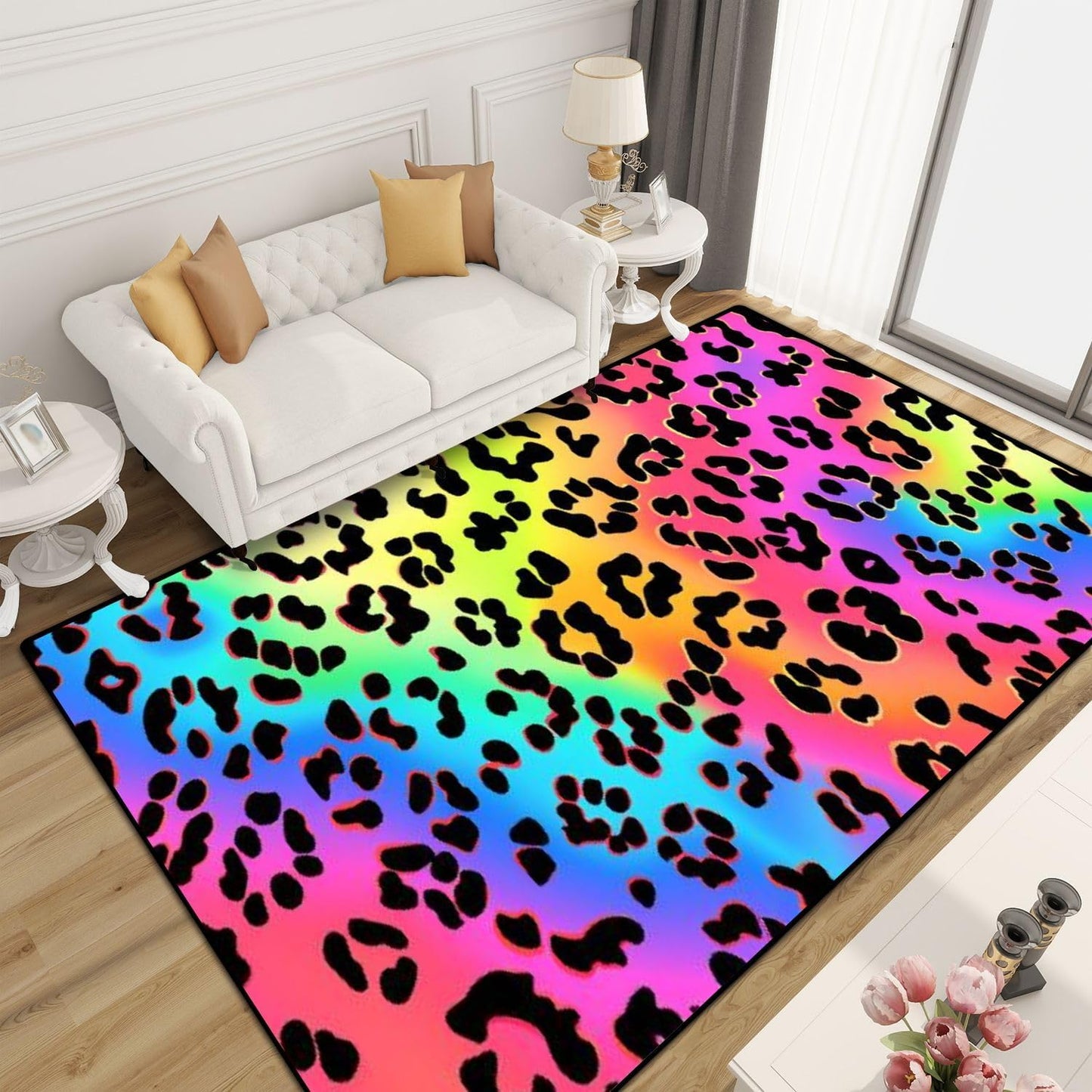 Neon Leopard Non-Slip Rug - Vibrant, Stylish Home Essential