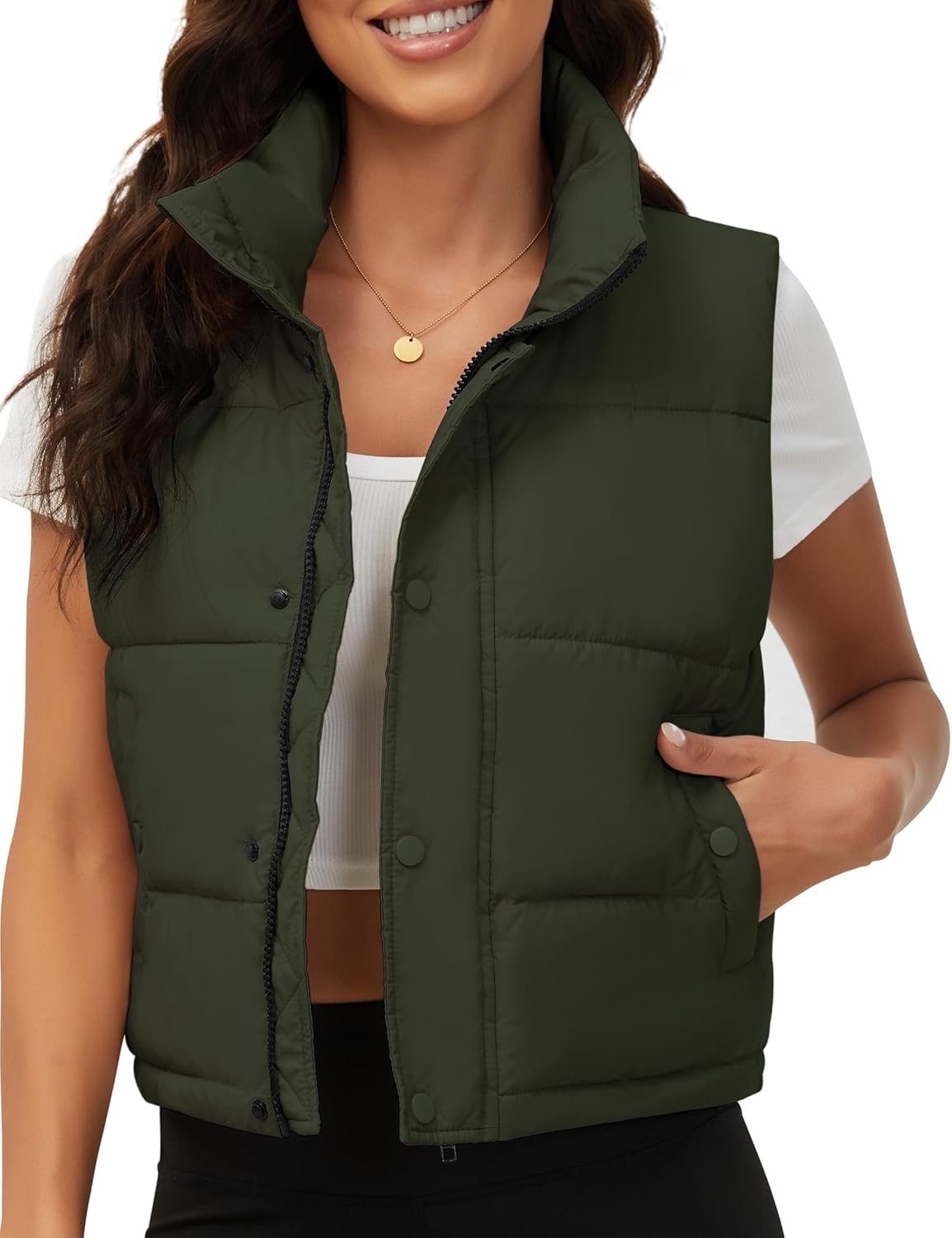 Fengbay Womens Puffer Vest: Trendy Lightweight Cropped Style