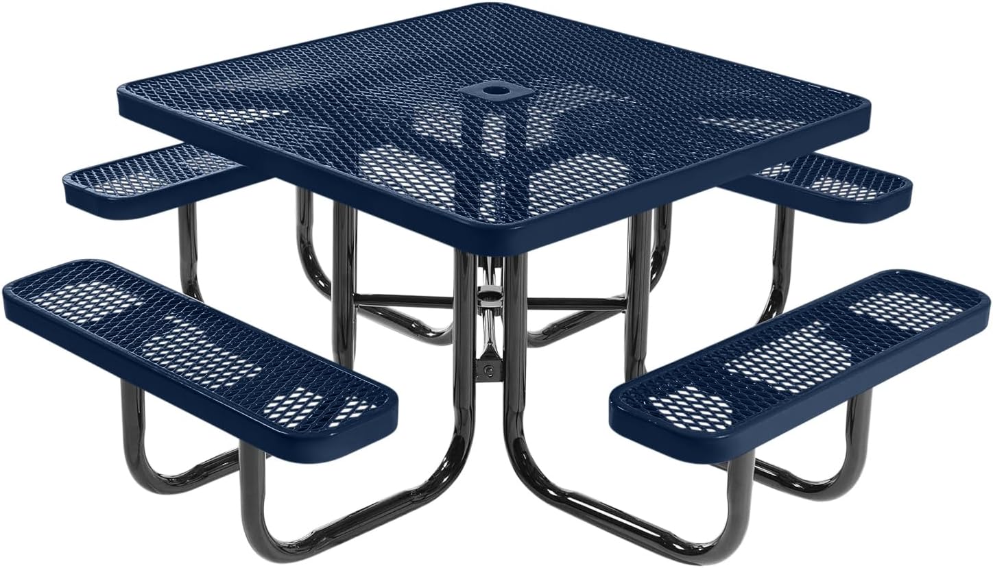 Heavy-Duty Portable Outdoor Picnic Table with Umbrella Hole