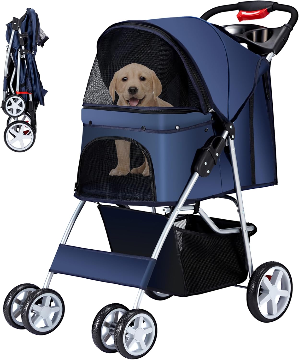 Pet Stroller for Small Dogs and Cats - Foldable and Portable