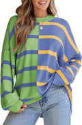 Womens Striped Oversized Sweater Pullover - Lightweight Cozy Style