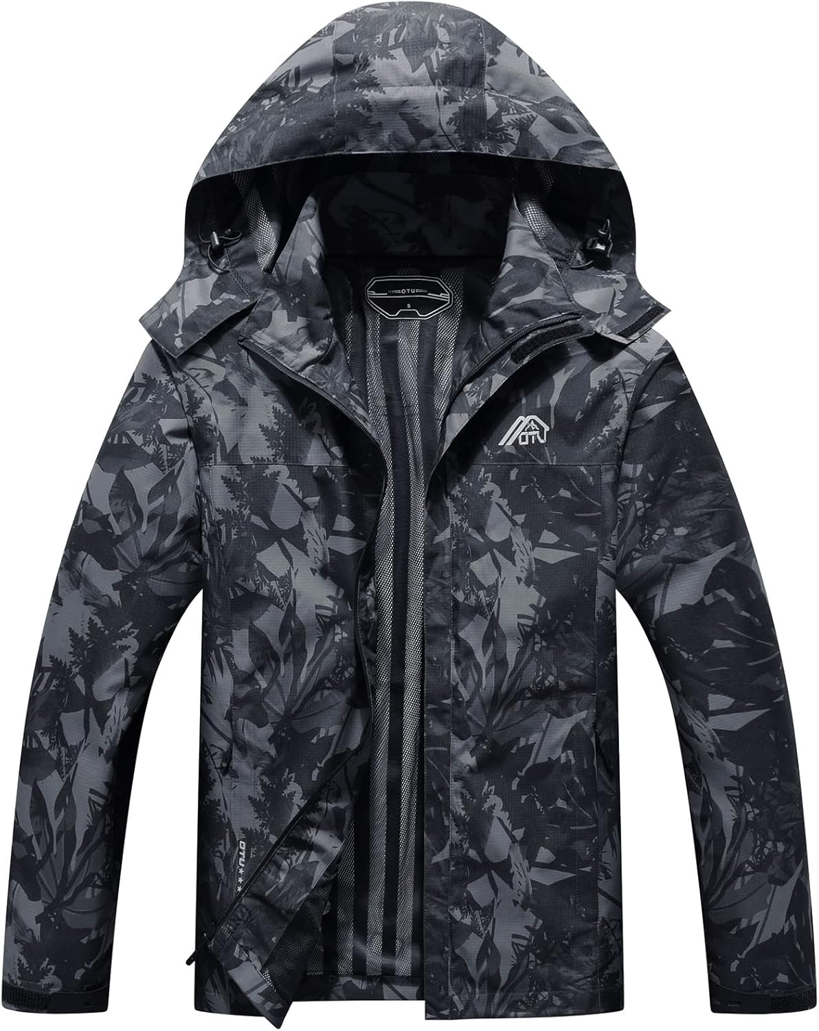 OTU Men's Lightweight Waterproof Hooded Rain Jacket for Hiking