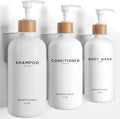 White Shampoo and Conditioner Dispenser Set Wall Mounted - Sleek