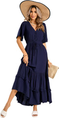 R.Vivimos Womens Summer Cotton Floral Print Midi Dress Review