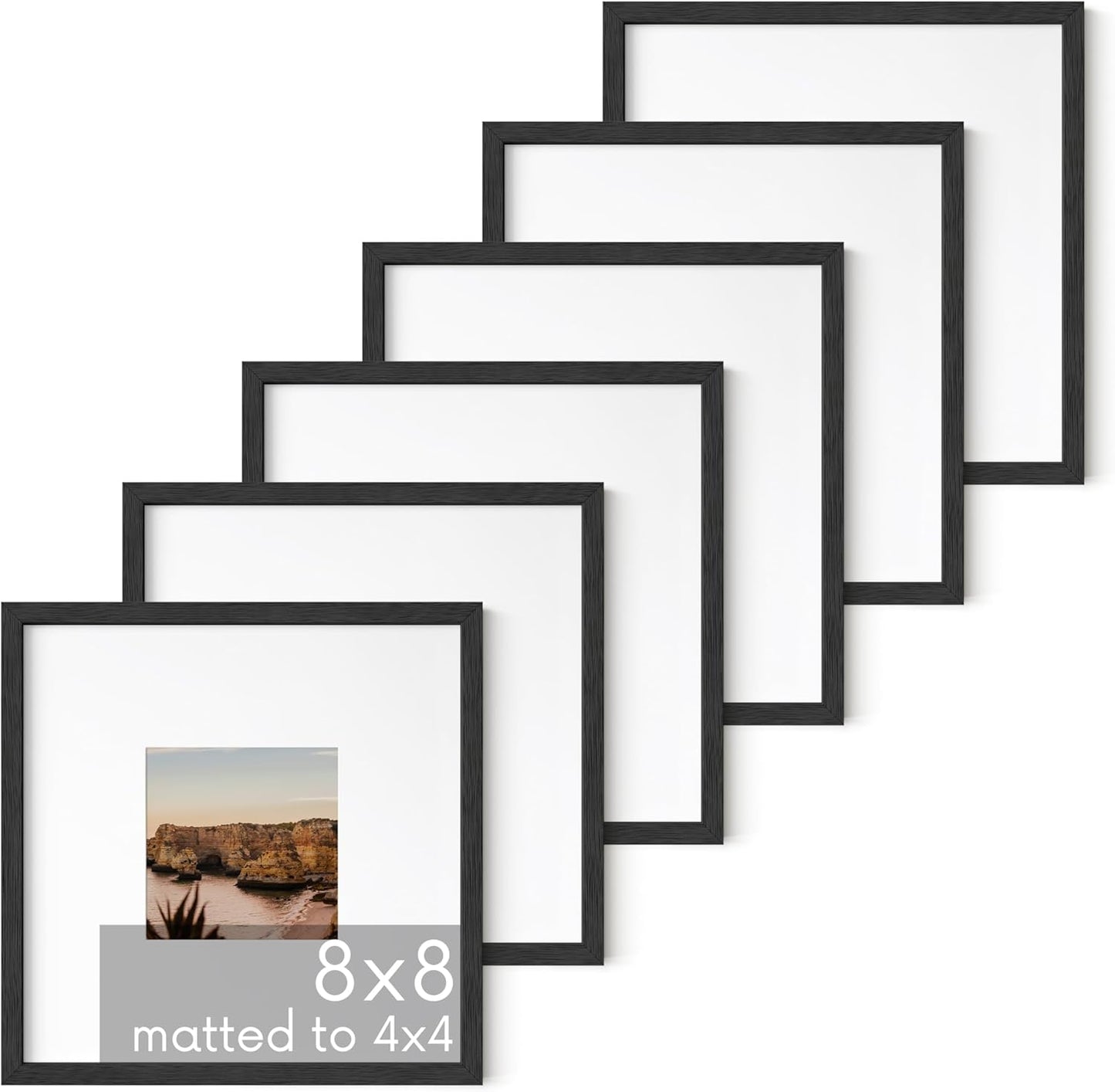 8x8 Solid Oak Wood Picture Frames Set of 6 for Gallery Walls