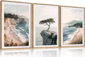 Amalfi Coastal Seascape Framed Canvas Wall Art Set - Summer Ocean