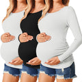 Ekouaer Womens Maternity Shirts Long Sleeve 3-Pack - Soft Stretch you