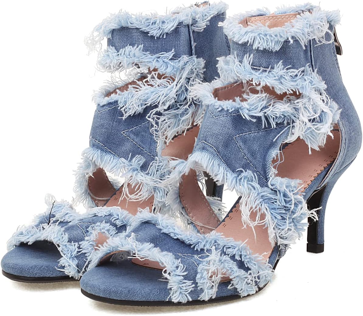 Women's Open Toe Denim High Heeled Sandals for Stylish Comfort