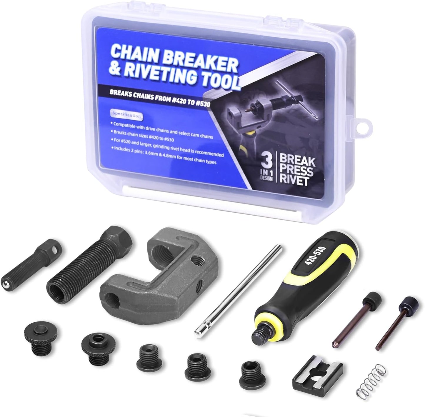 Motorcycle Chain Breaker Tool Kit for 420 425 520 530 Chains