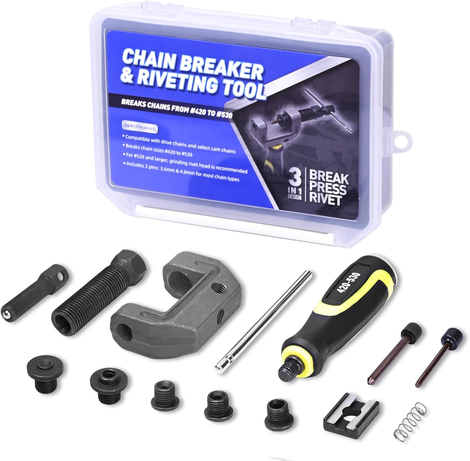 Motorcycle Chain Breaker Tool Kit for 420 425 520 530 Chains
