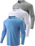 3 Pack Men's Dry Fit Long Sleeve T Shirts - Lightweight Athletic Tops