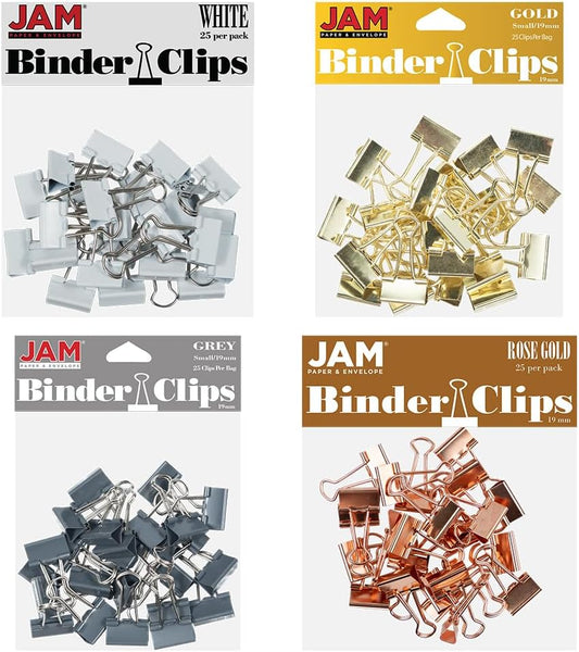 JAM Paper Colorful Binder Clips Assortment for Organization