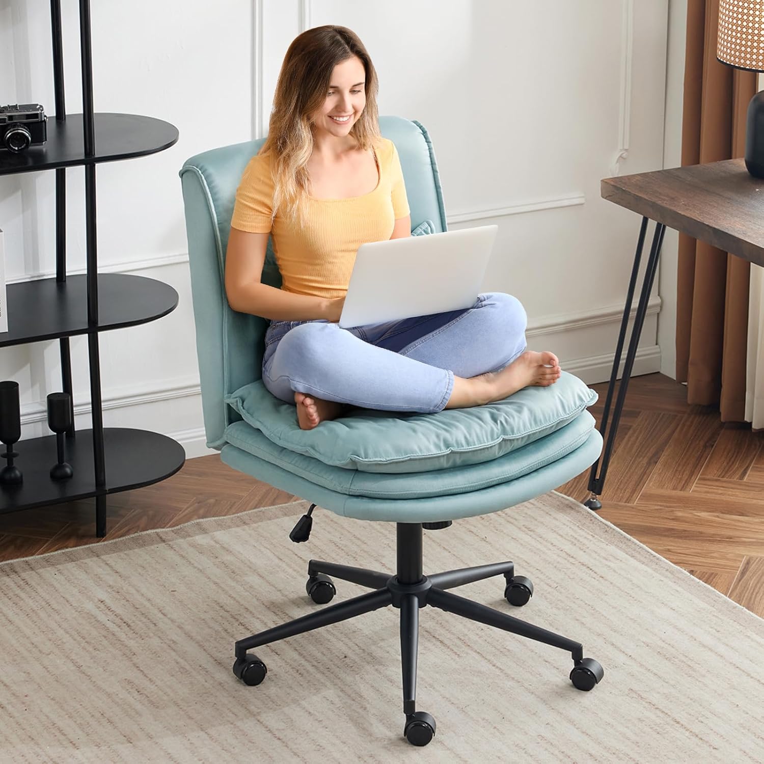 VINGLI Modern Swivel Chair, Adjustable & Comfy, Blue
