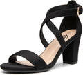 Trary Women's Sandal White Block Heel Ankle Strap - Stable 3in Heel