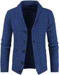 Men's Wool Blend Shawl Collar Cable Knit Cardigan - Cozy Layering soft