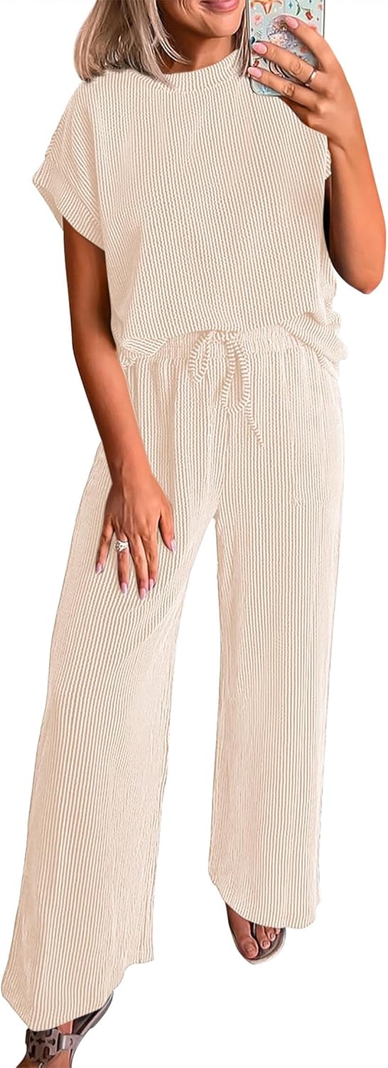 KIRUNDO Summer Sets Women 2 Piece Outfits for Casual Style