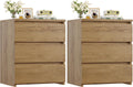 FOTOSOK Nightstand Set of 2 with 3 Drawers for Bedroom