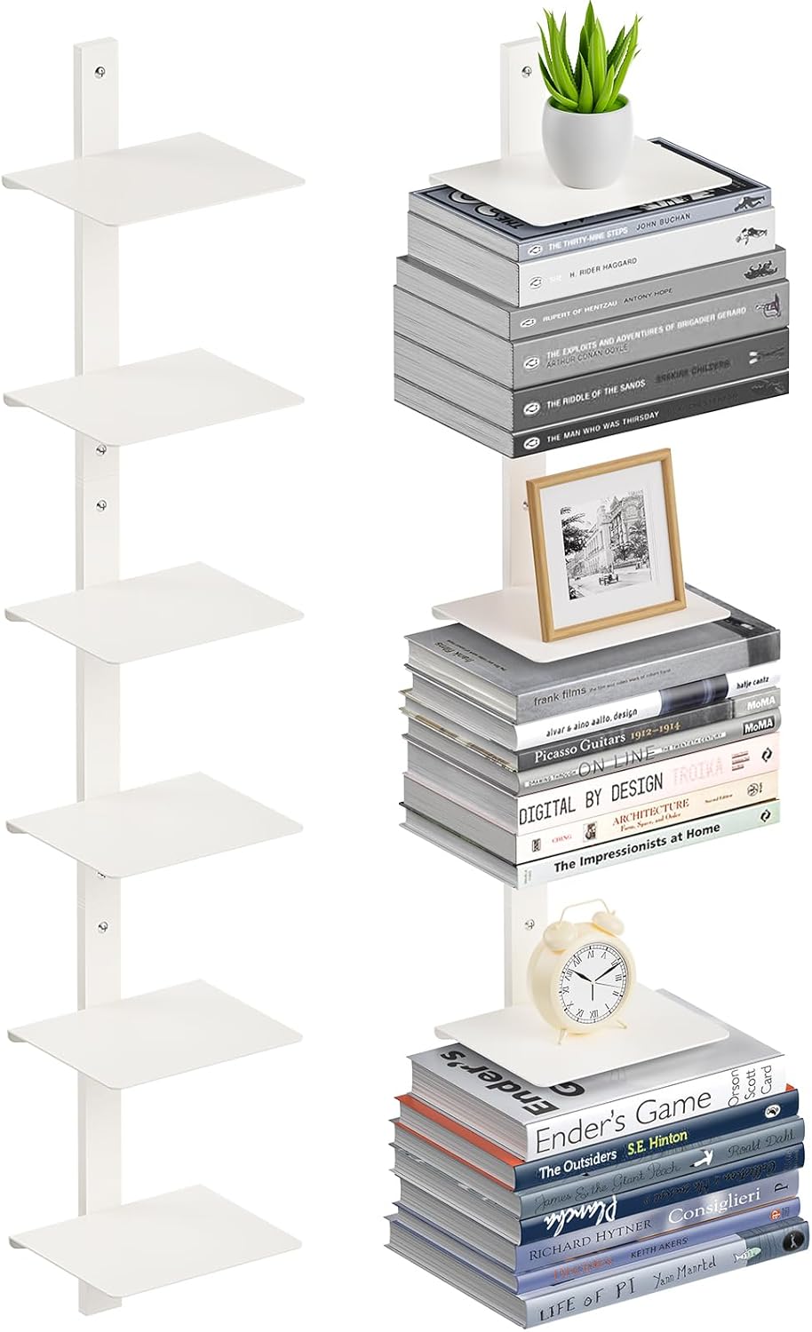 Floating Book Shelves for Wall - 6 Tier Invisible Design