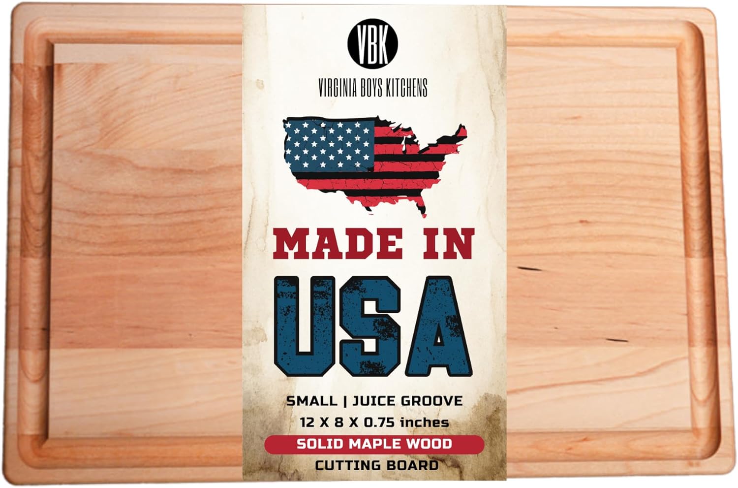 Made in USA Solid Maple Wood Cutting Board - Premium Quality