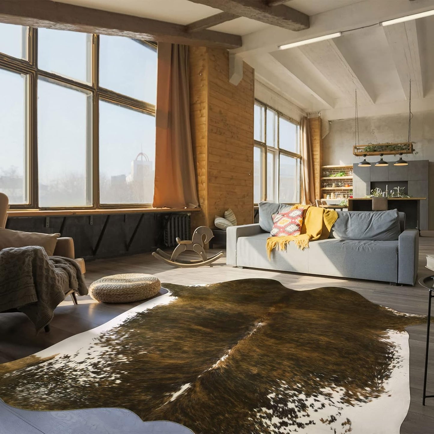 BENRON Faux Cowhide Rug for Living Room and Bedroom Decor