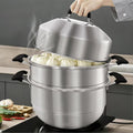 MANO Steamer Pot for Cooking 14.2 in 2-Tier Stainless Steel