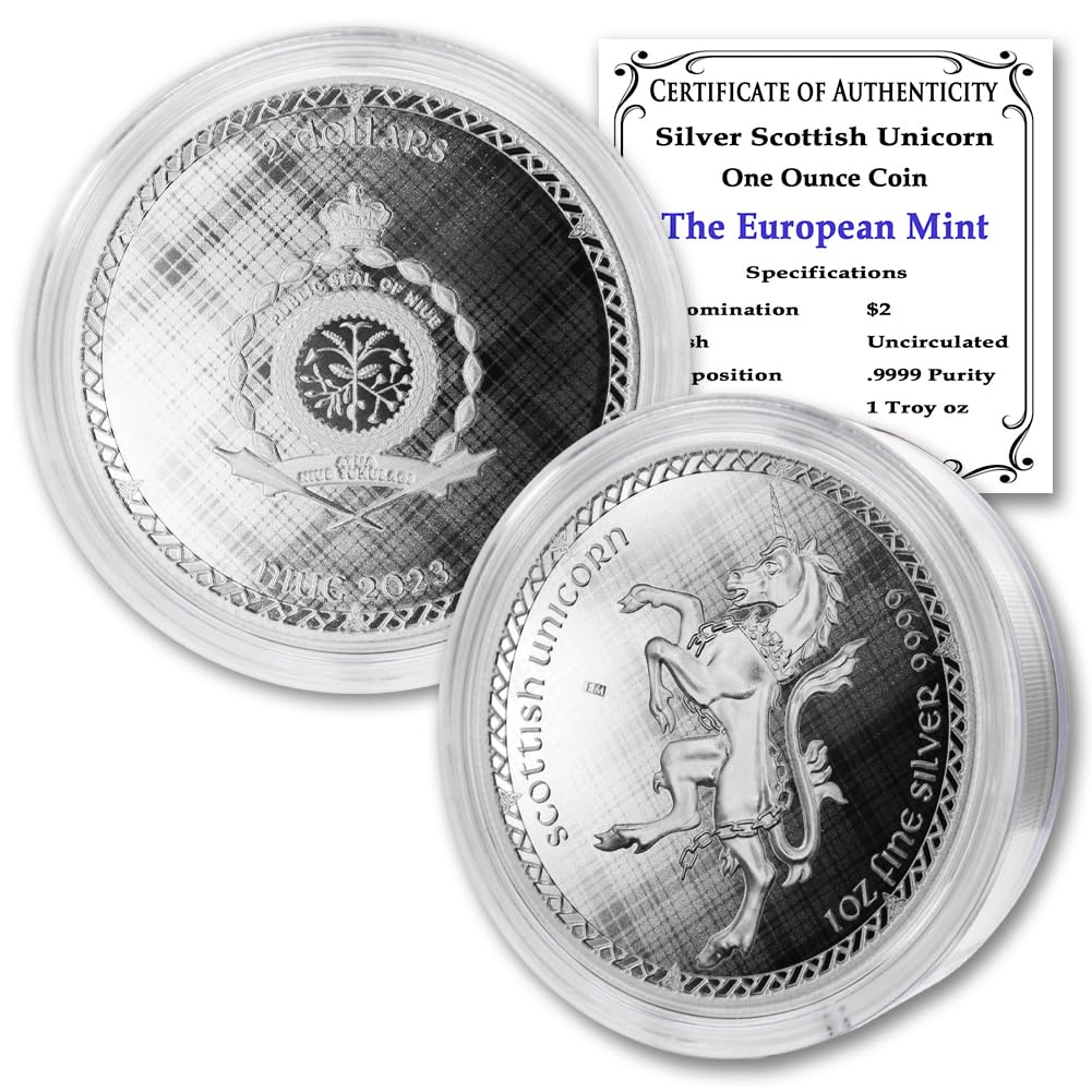 2023 1 oz Niue Silver Heraldic Series Scottish Unicorn Coin