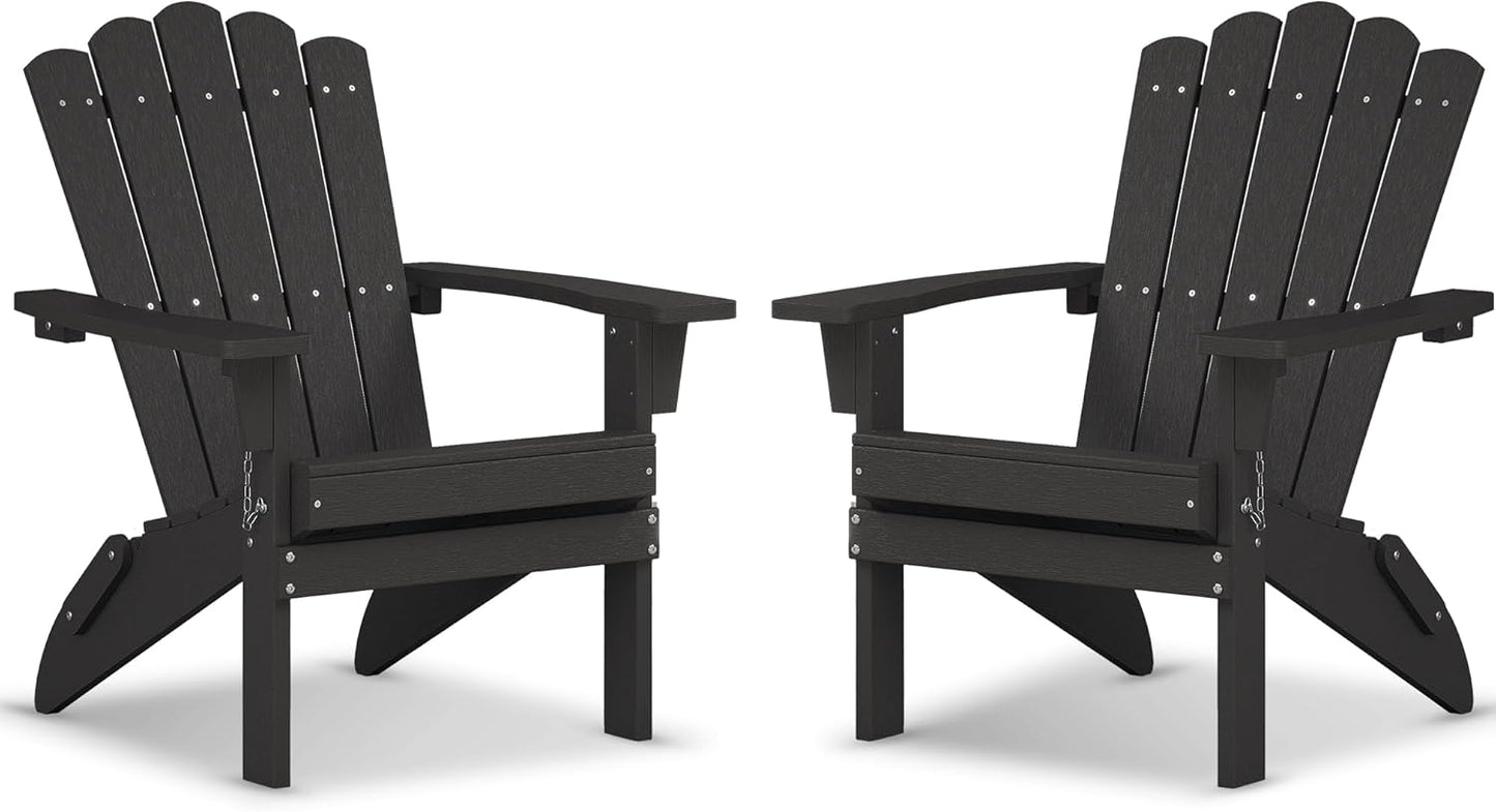 Folding HDPE Adirondack Chair Set of 2 for Outdoor Relaxation